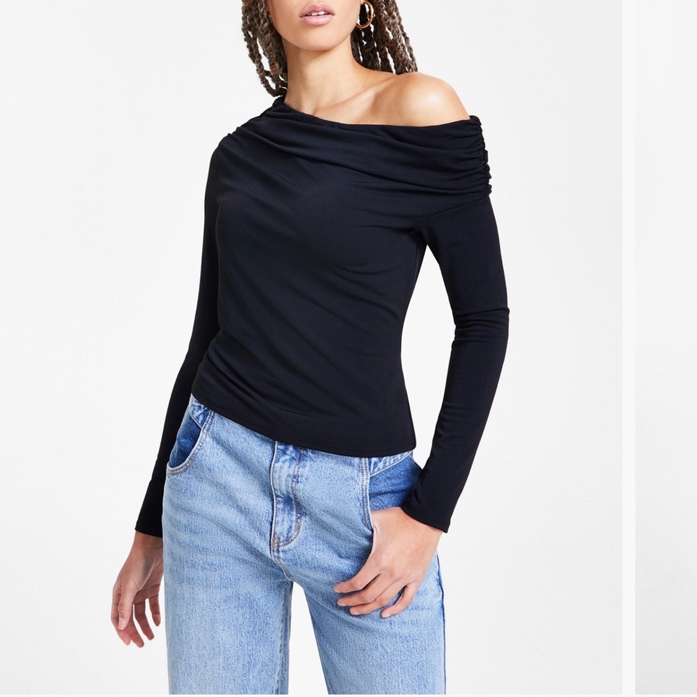 Bar III Off-Shoulder Long Sleeve Top
